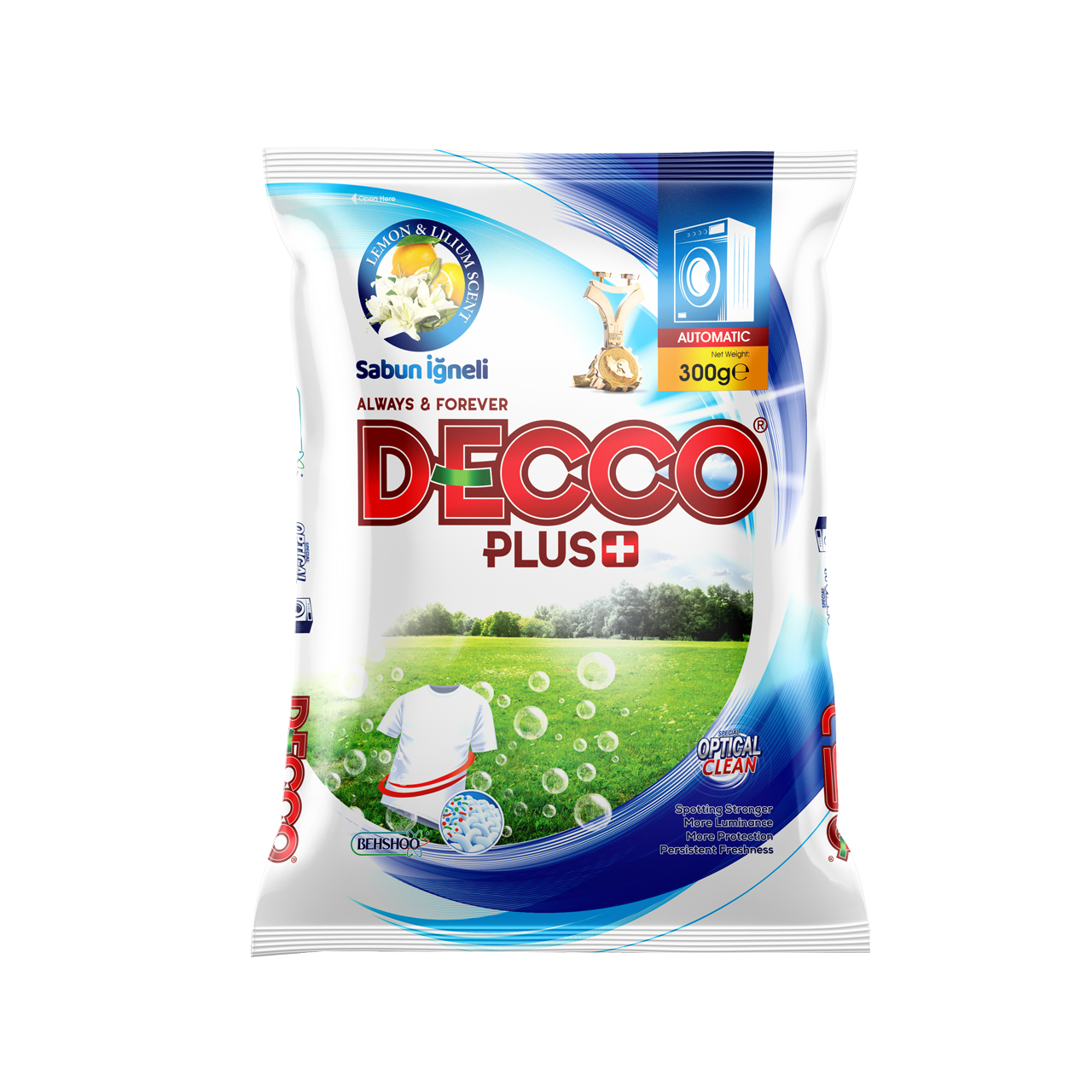پودر ماشین لباسشویی دکو پلاس + مدل optical clean وزن 300 گرم پودر ماشین لباسشویی دکو پلاس + مدل optical clean وزن 300 گرم