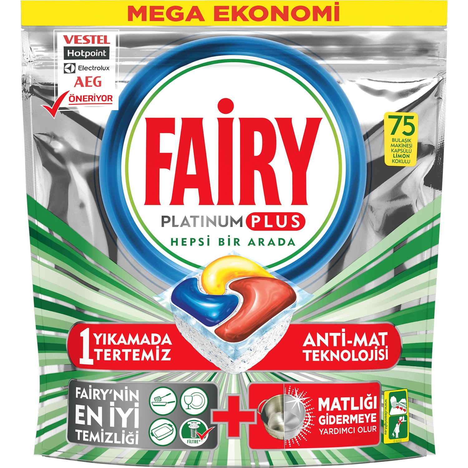 قرص ماشین ظرفشویی فیری مدل Platinum Plus بسته 75 عددی قرص ماشین ظرفشویی فیری مدل Platinum Plus بسته 75 عددی