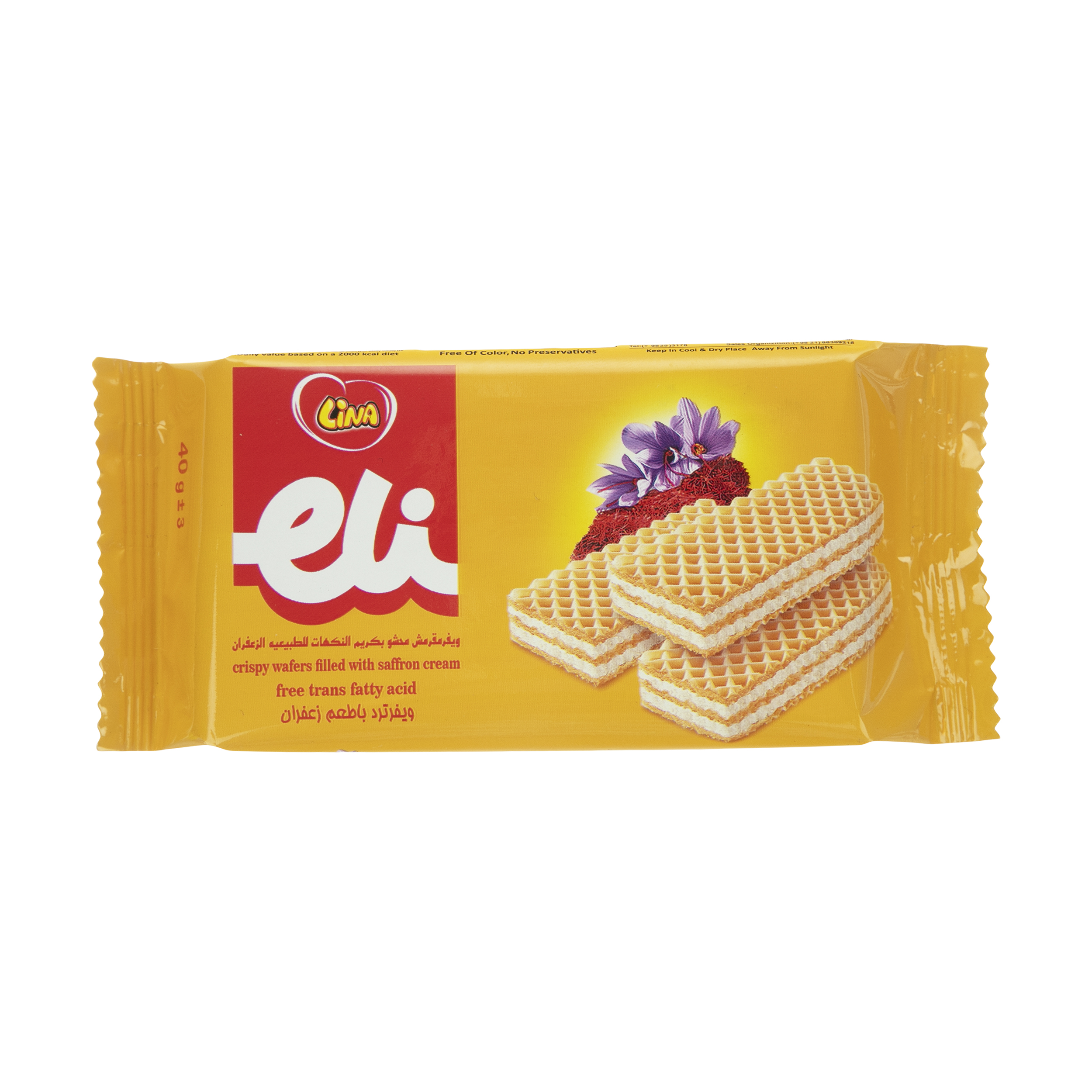 ویفر لینا با طعم زعفران - 40 گرم ویفر لینا با طعم زعفران - 40 گرم
