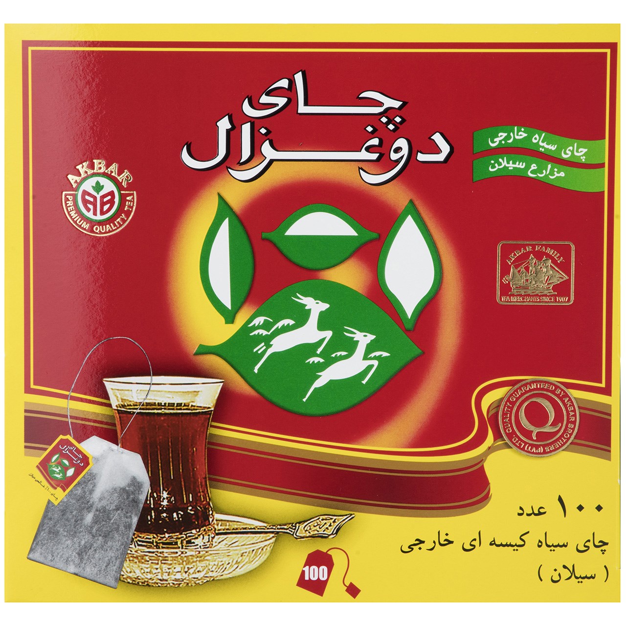 چای کیسه ای دو غزال مدل Ceylon بسته 100 عددی چای کیسه ای دو غزال مدل Ceylon بسته 100 عددی