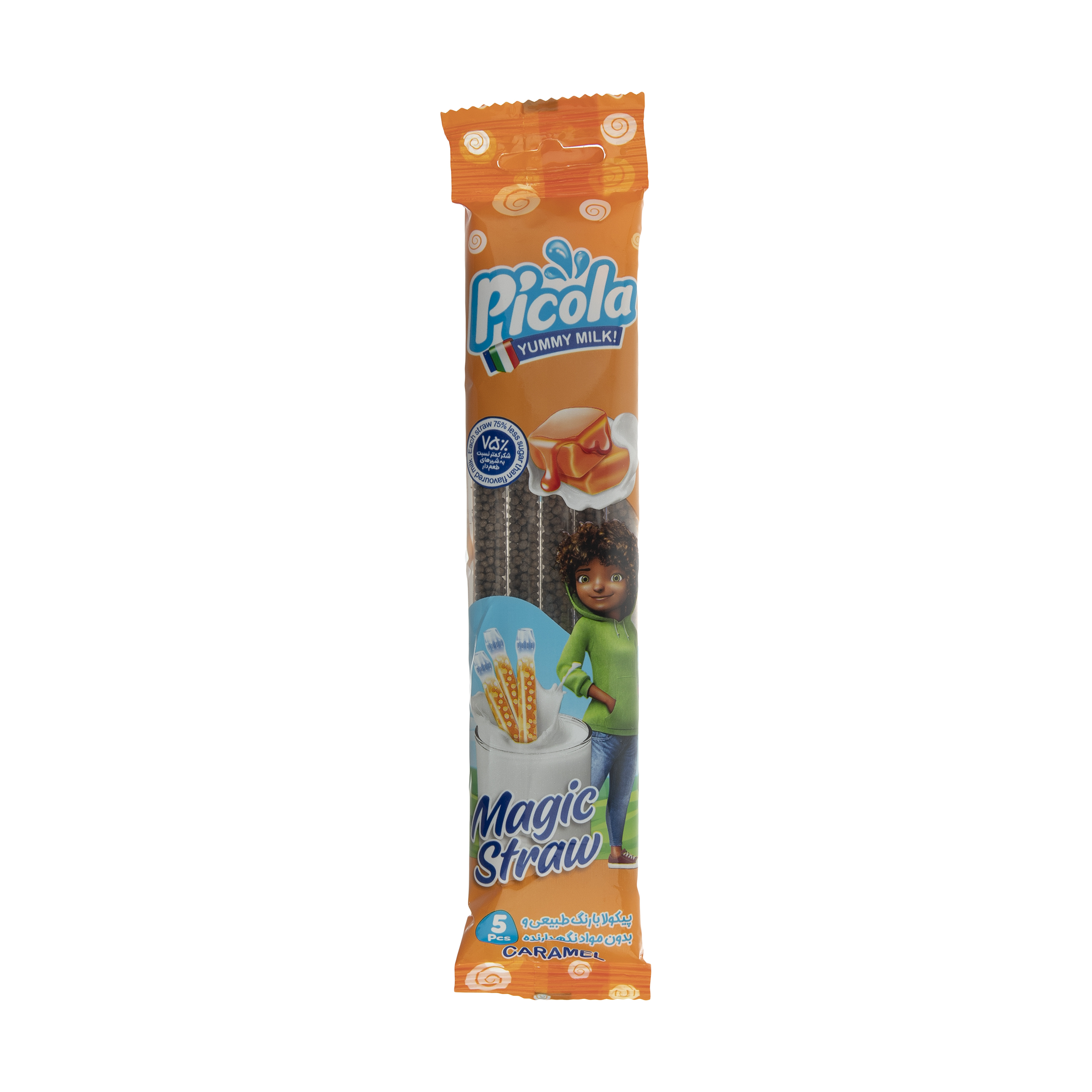 نی شیر پیکولا با طعم کارامل - 30 گرم بسته 5 عددی نی شیر پیکولا با طعم کارامل - 30 گرم بسته 5 عددی
