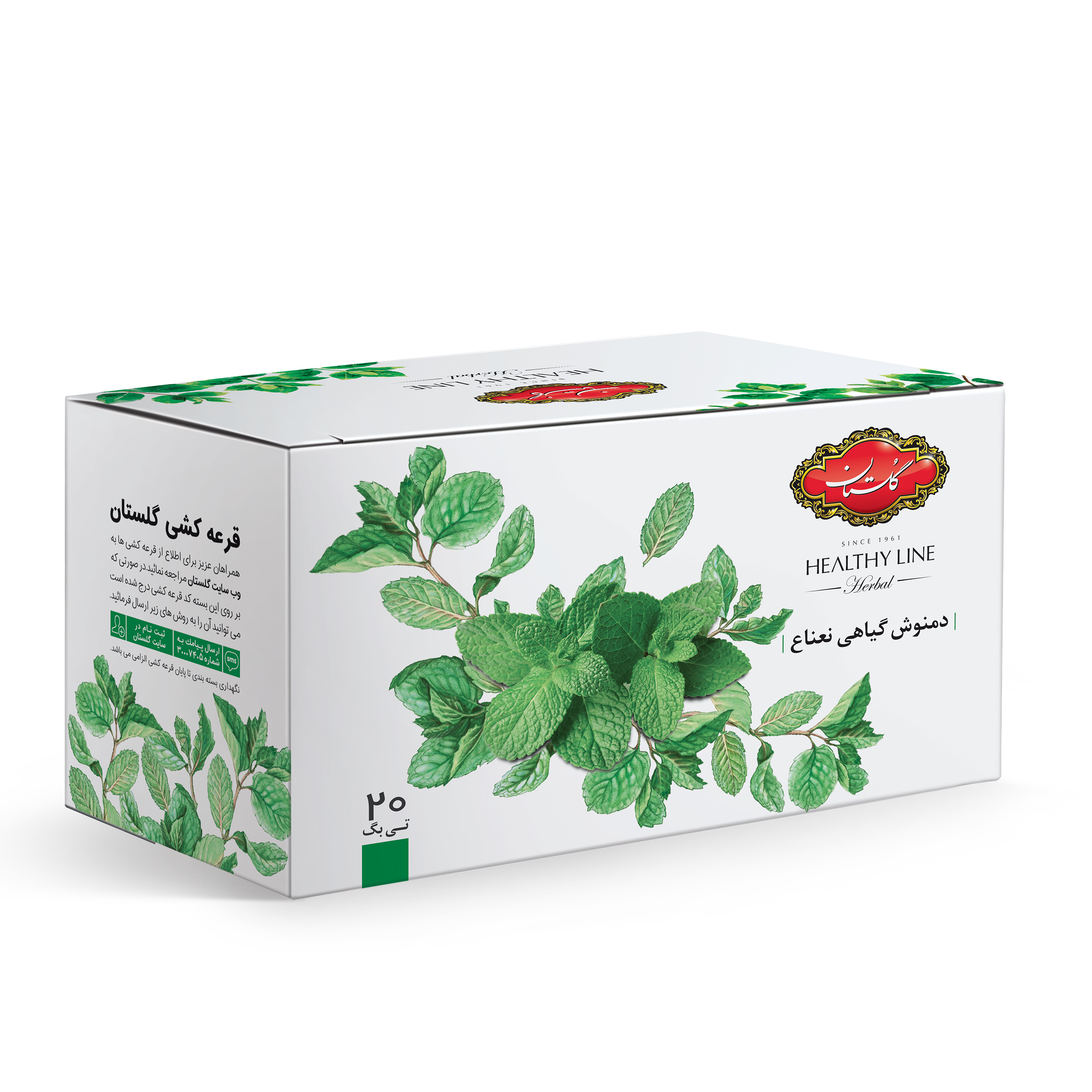 دمنوش کیسه ای نعناع گلستان بسته 20 عددی دمنوش کیسه ای نعناع گلستان بسته 20 عددی