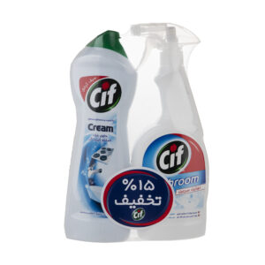 اسپری تمیز کننده سطوح حمام و دستشویی سیف وزن 750 گرم به همراه مایع کرمی پاک کننده چند منظوره سطوح سیف حجم 750 میلی لیتر