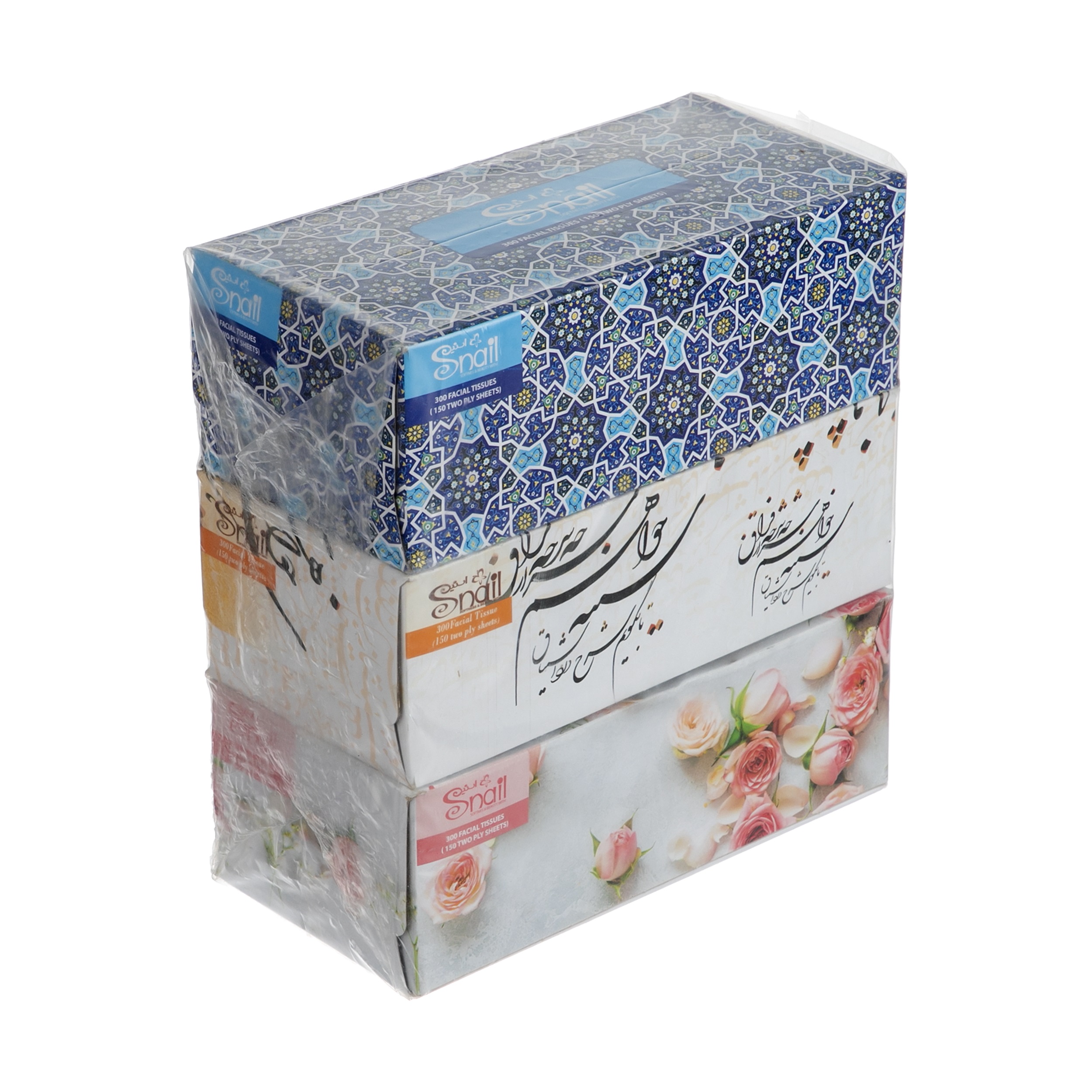 دستمال کاغذی 150 برگ اسنیل مدل 01 مجموعه 3 عددی دستمال کاغذی 150 برگ اسنیل مدل 01 مجموعه 3 عددی