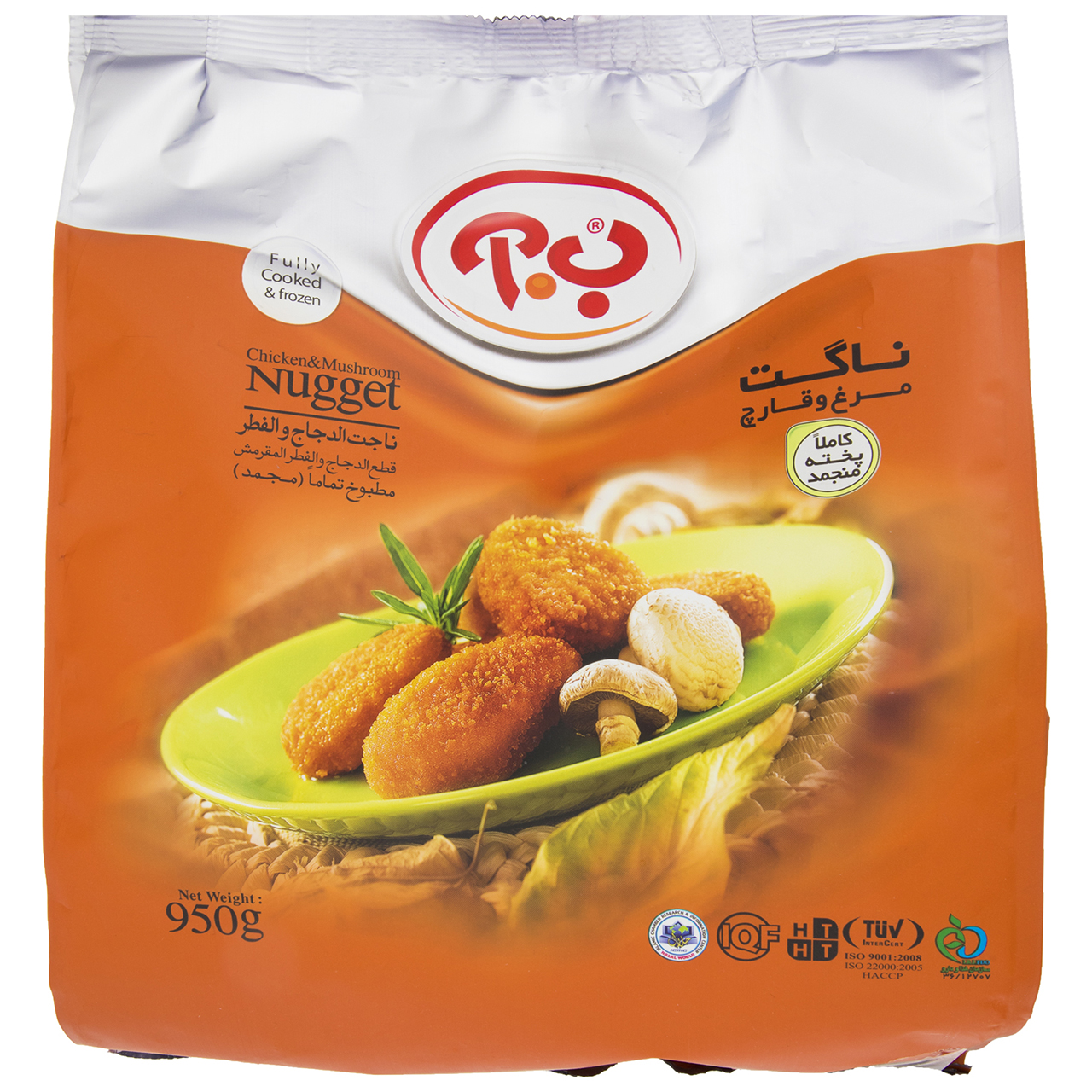 ناگت مرغ و قارچ ب.آ مقدار 950 گرم ناگت مرغ و قارچ ب.آ مقدار 950 گرم