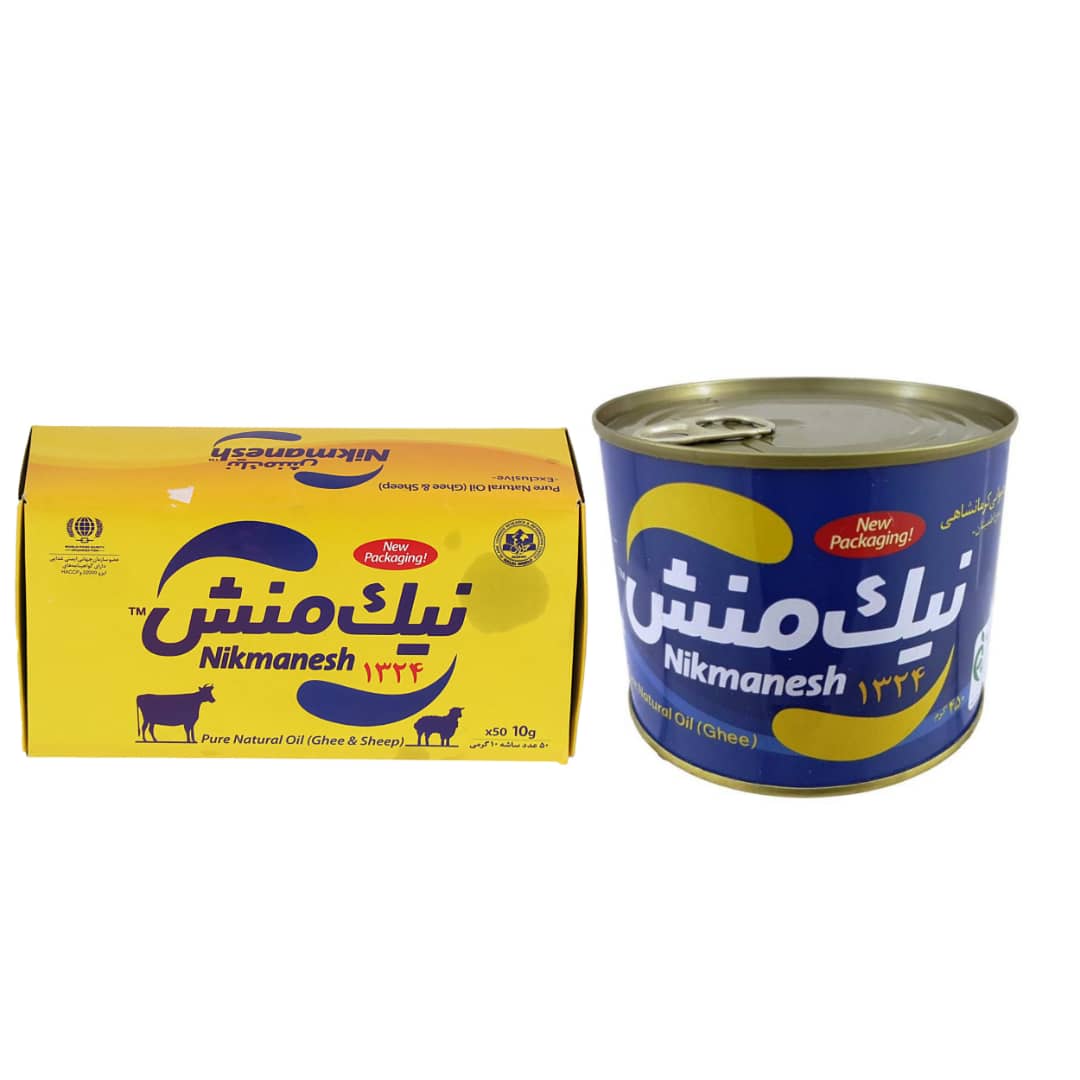روغن حیوانی کرمانشاهی اطمینان نیک منش - 450 گرم و روغن حیوانی ممتاز نیک منش بسته 50 عددی روغن حیوانی کرمانشاهی اطمینان نیک منش - 450 گرم و روغن حیوانی ممتاز نیک منش بسته 50 عددی