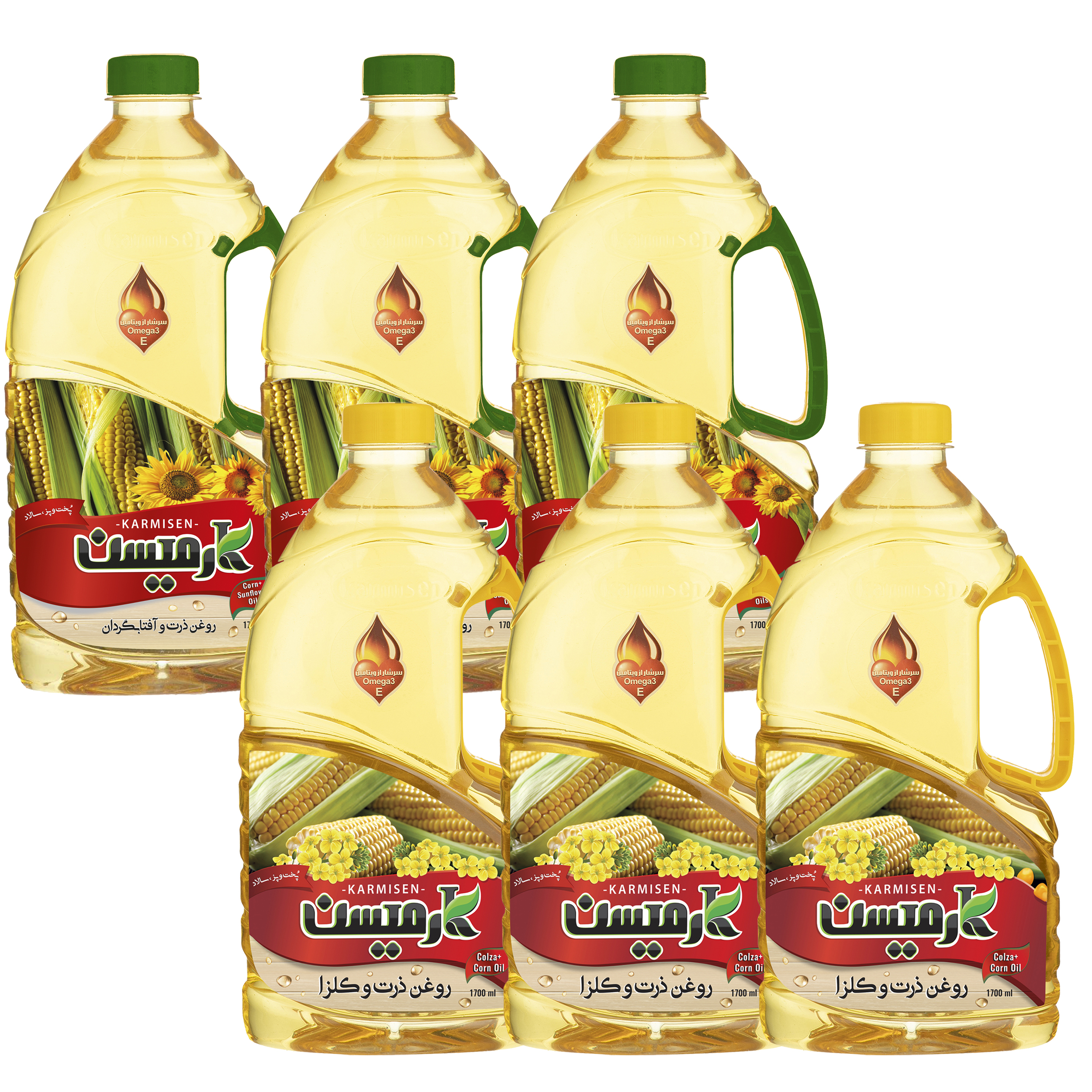 روغن ذرت و آفتابگردان و روغن ذرت کانولا کارمیسن - 1700 میلی لیتر بسته 6 عددی روغن ذرت و آفتابگردان و روغن ذرت کانولا کارمیسن - 1700 میلی لیتر بسته 6 عددی