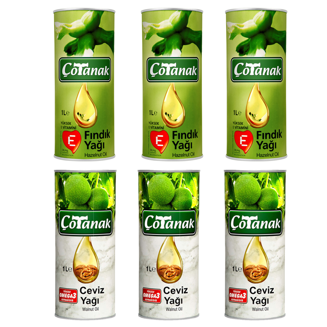 روغن فندق و روغن گردو چوتاناک - 1000 میلی لیتر مجموعه 6 عددی روغن فندق و روغن گردو چوتاناک - 1000 میلی لیتر مجموعه 6 عددی