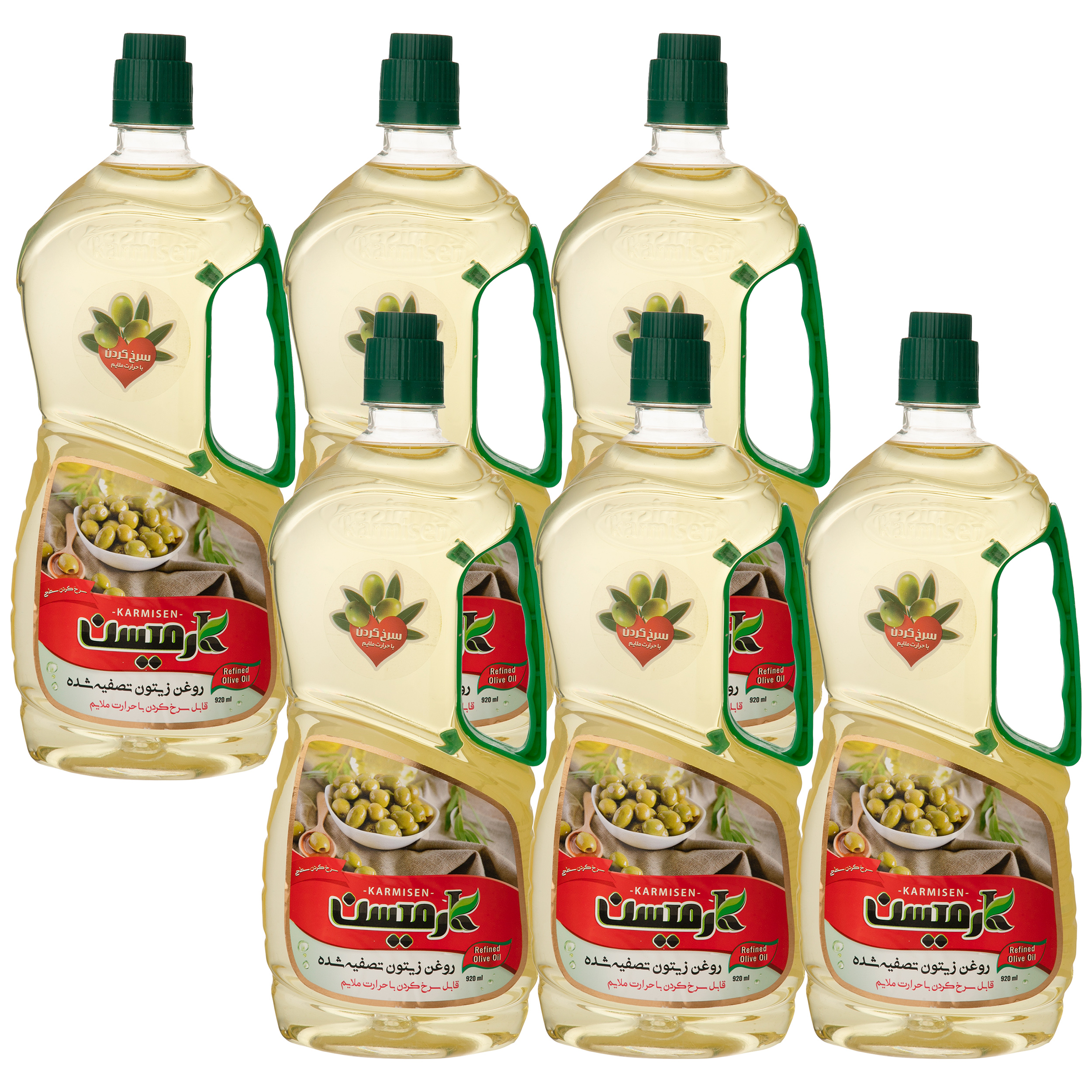 روغن زیتون تصفیه سرخ کردنی کارمیسن - 920 میلی لیتر مجموعه 6 عددی روغن زیتون تصفیه سرخ کردنی کارمیسن - 920 میلی لیتر مجموعه 6 عددی