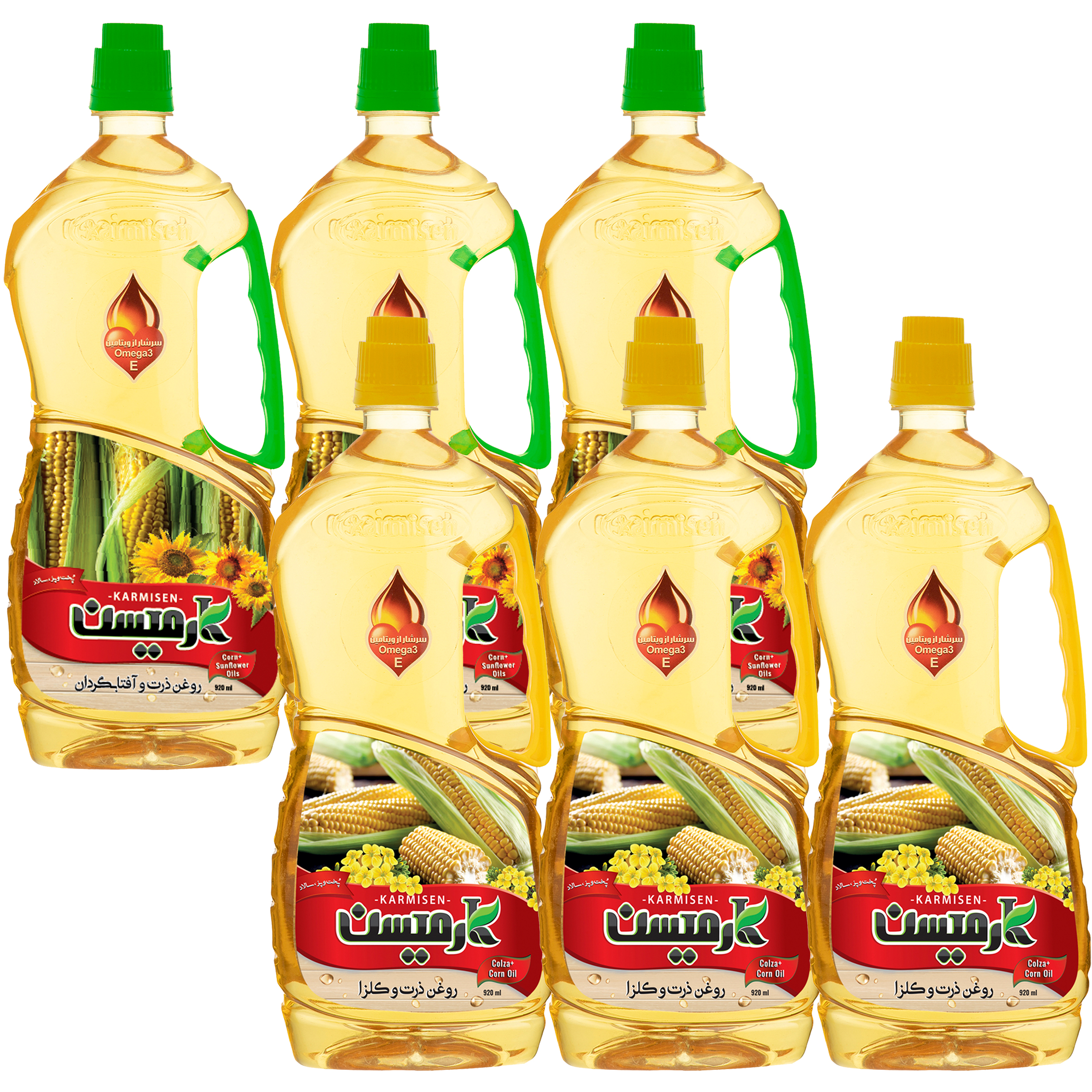 روغن ذرت و آفتابگردان و روغن ذرت کانولا کارمیسن حجم 920 میلی لیتر بسته 6 عددی روغن ذرت و آفتابگردان و روغن ذرت کانولا کارمیسن حجم 920 میلی لیتر بسته 6 عددی